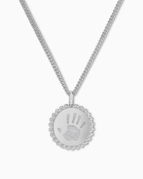 Empreinte de la main Plaques à graver Collier Pendentif Rond 14mm