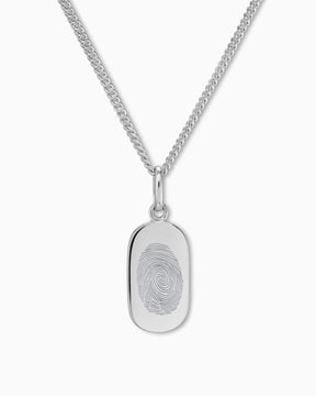 Empreinte digitale Plaques gravées Collier Pendentif Ovale
