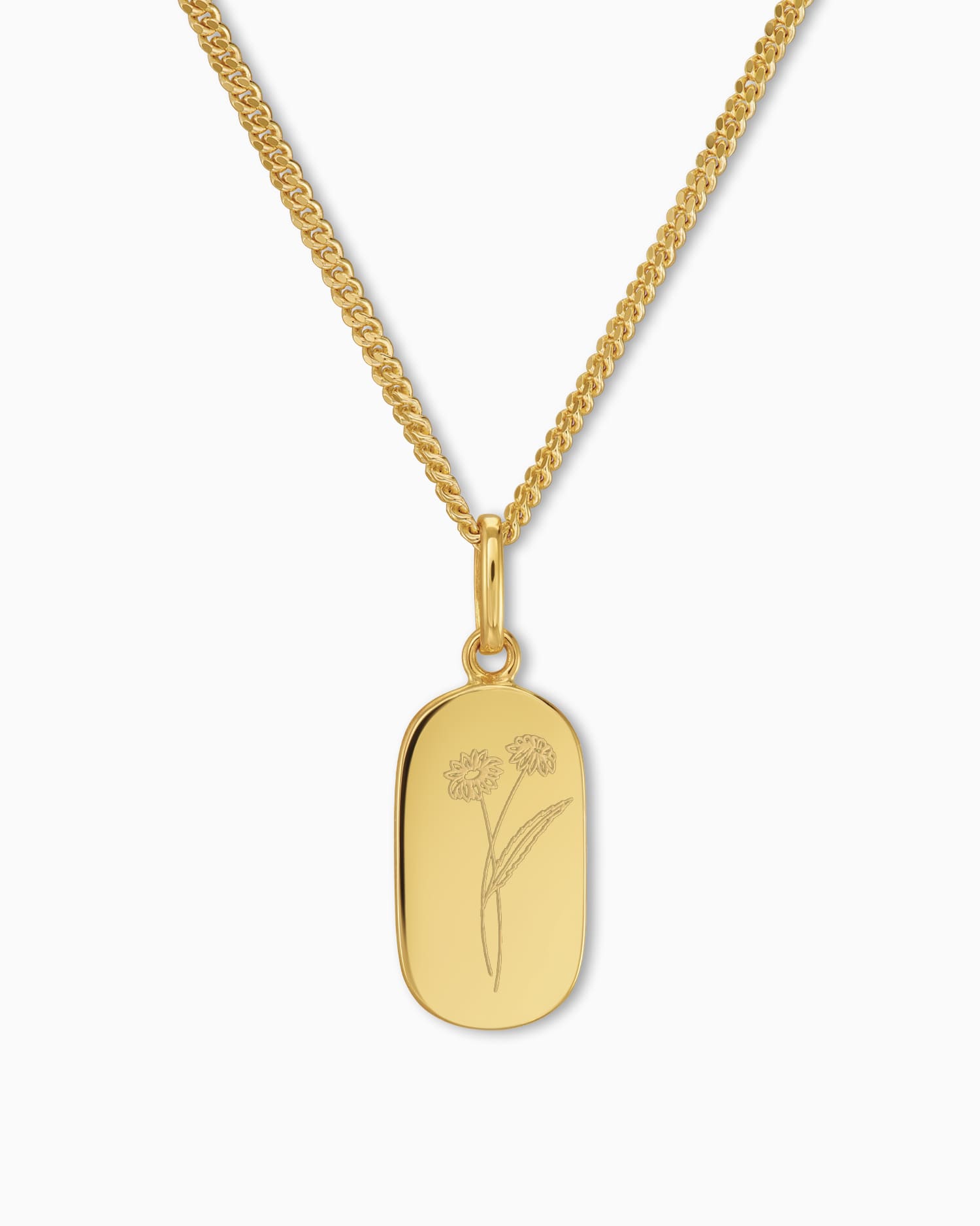 Fleur de naissance Plaques gravées Collier Pendentif Ovale