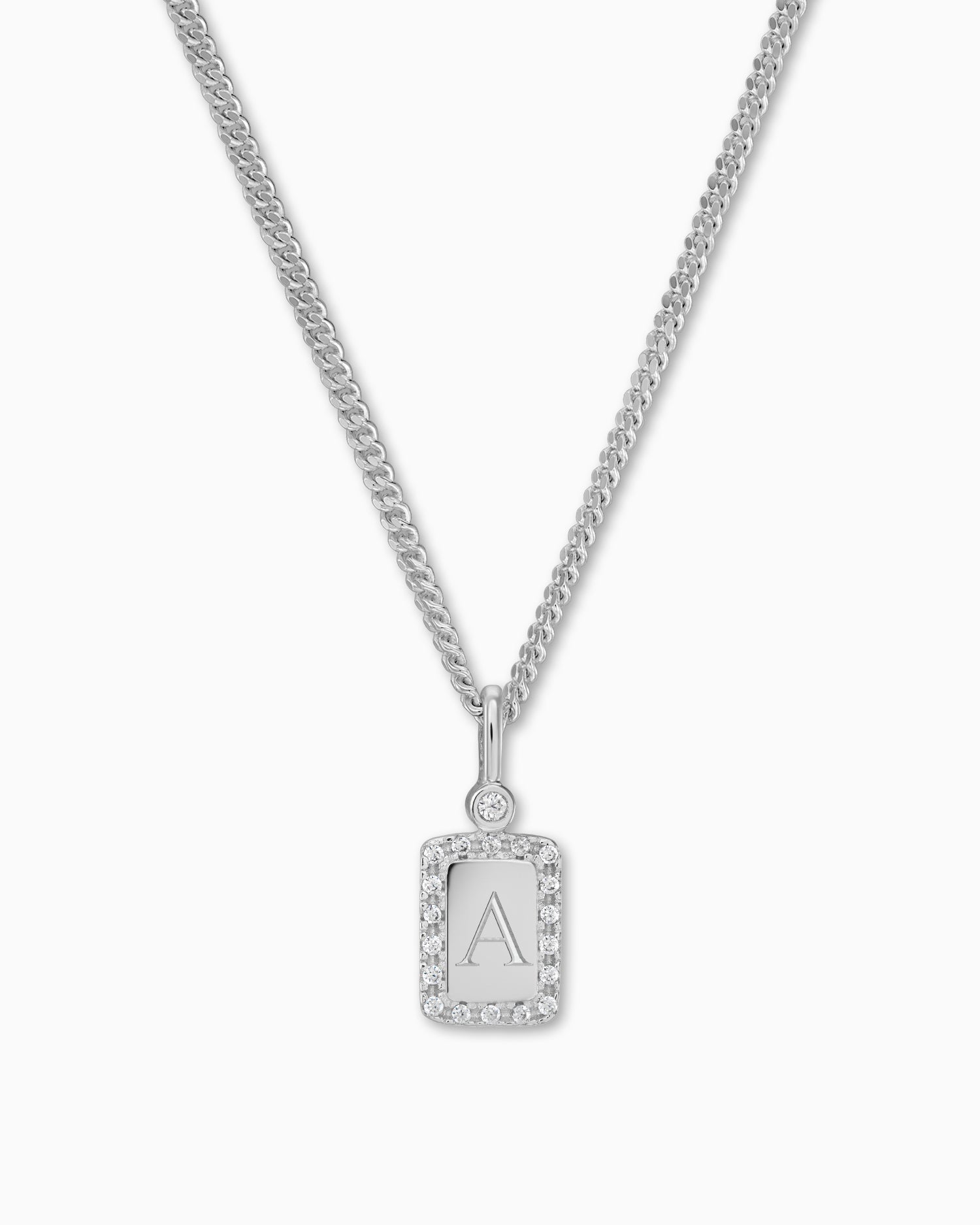 Plaques gravées Collier Pendentif Zirconium Angulaire