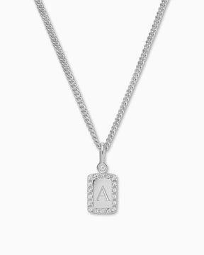 Plaques gravées Collier Pendentif Zirconium Angulaire