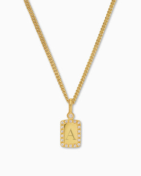 Plaques gravées Collier Pendentif Zirconium Angulaire