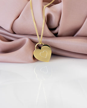 Collier coeur plaque gravure pendentif