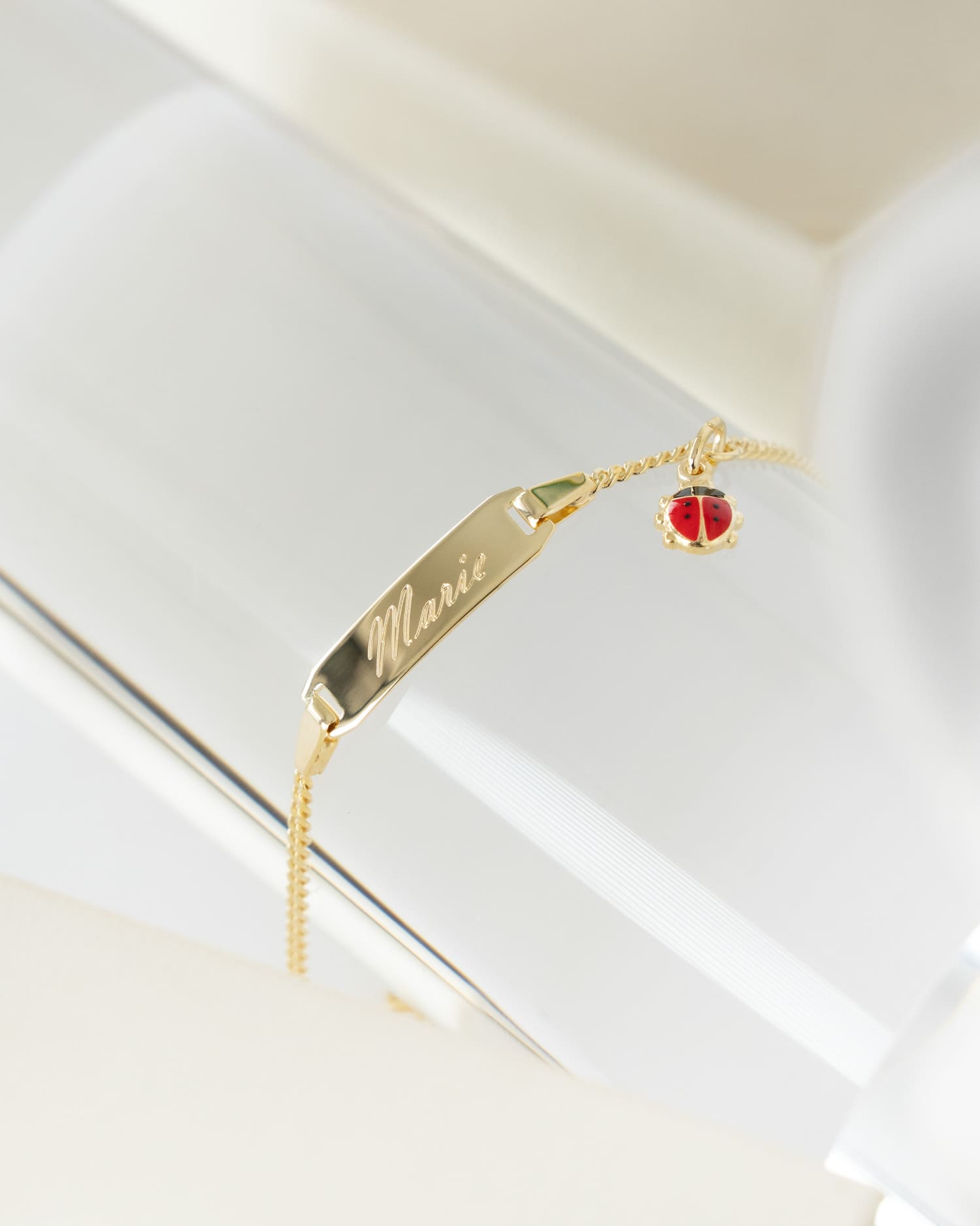 Bracelet à gravure Plaque à gravure Coccinelle