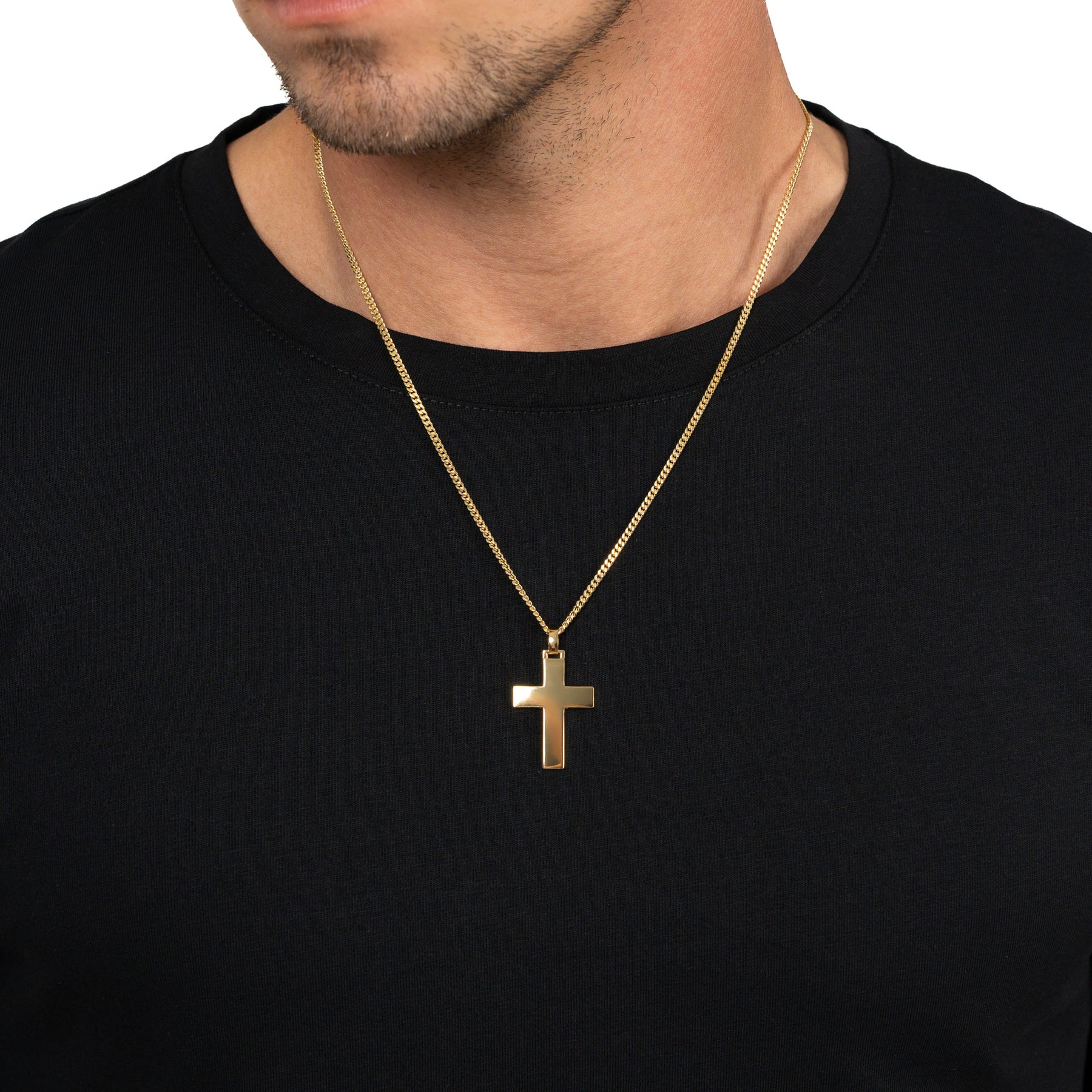 Collier Croix Plaque de gravure Pendentif Poli