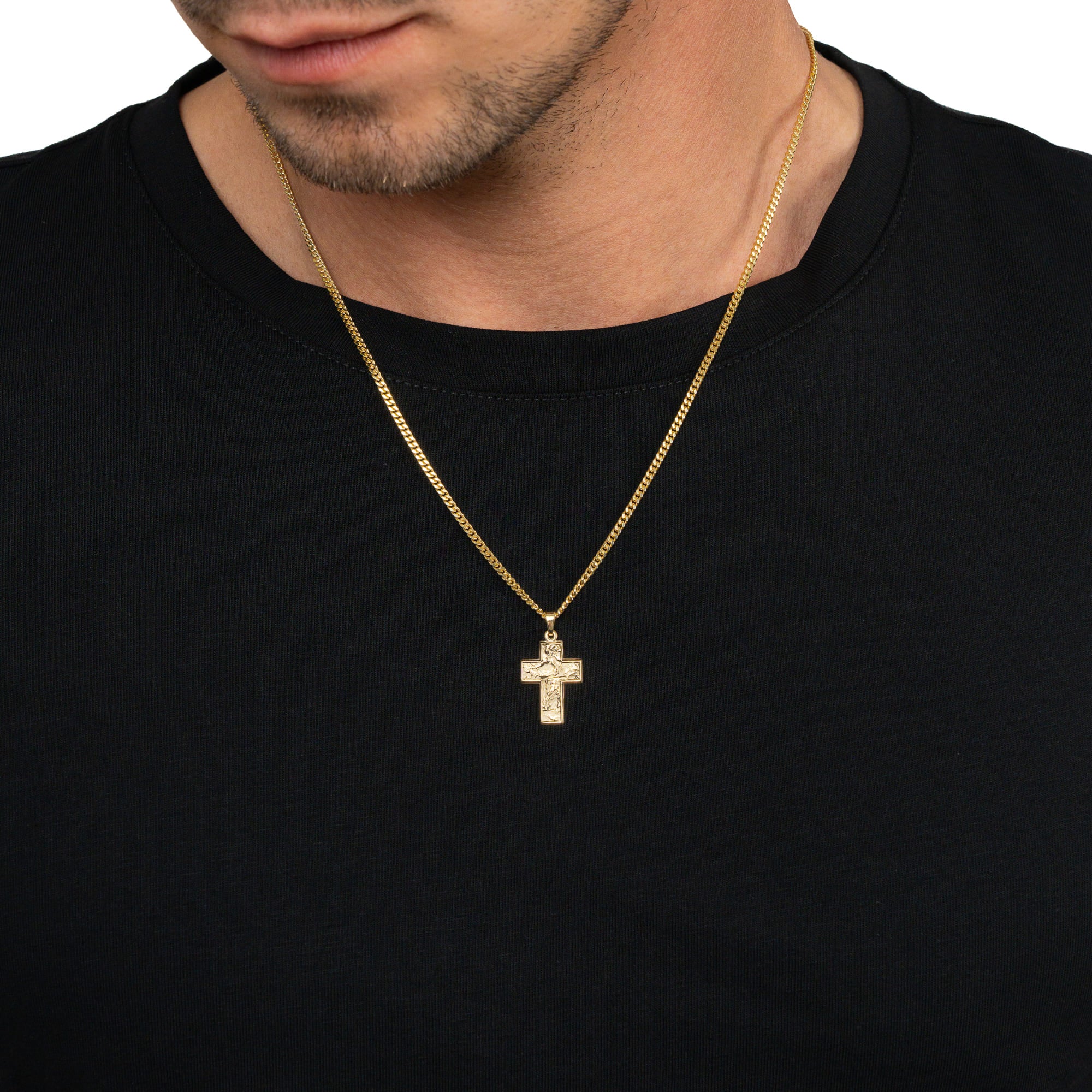 Croix Collier Pendentif plaque gravée Sueno