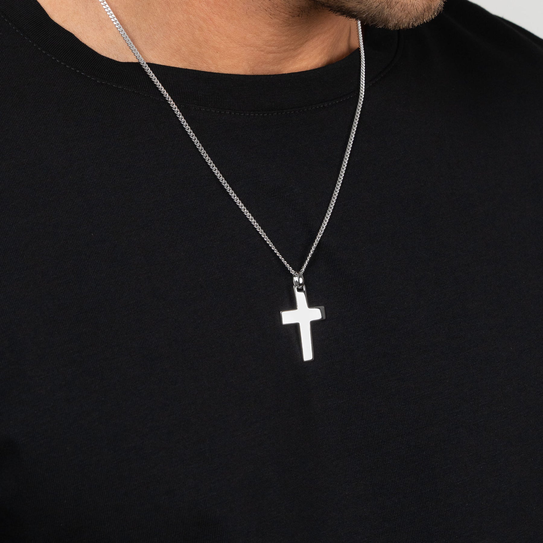 Collier Croix Plaque de gravure Pendentif Poli