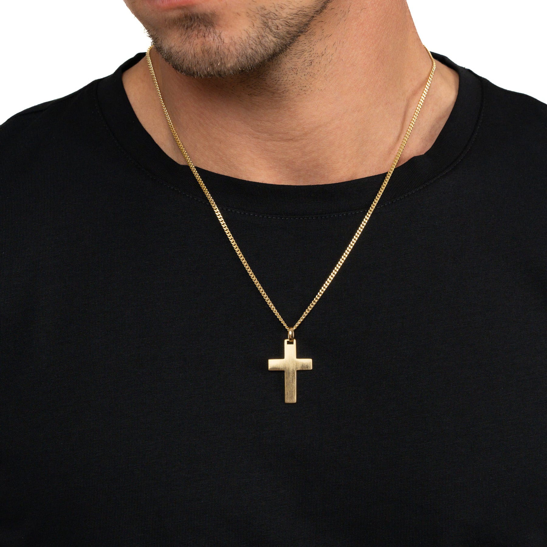 Collier Croix Plaque gravée Pendentif Mat