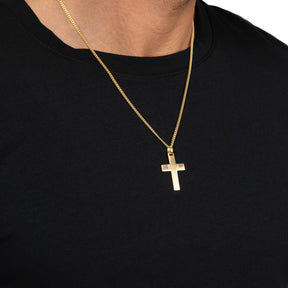 Collier Croix Plaque gravée Pendentif Mat
