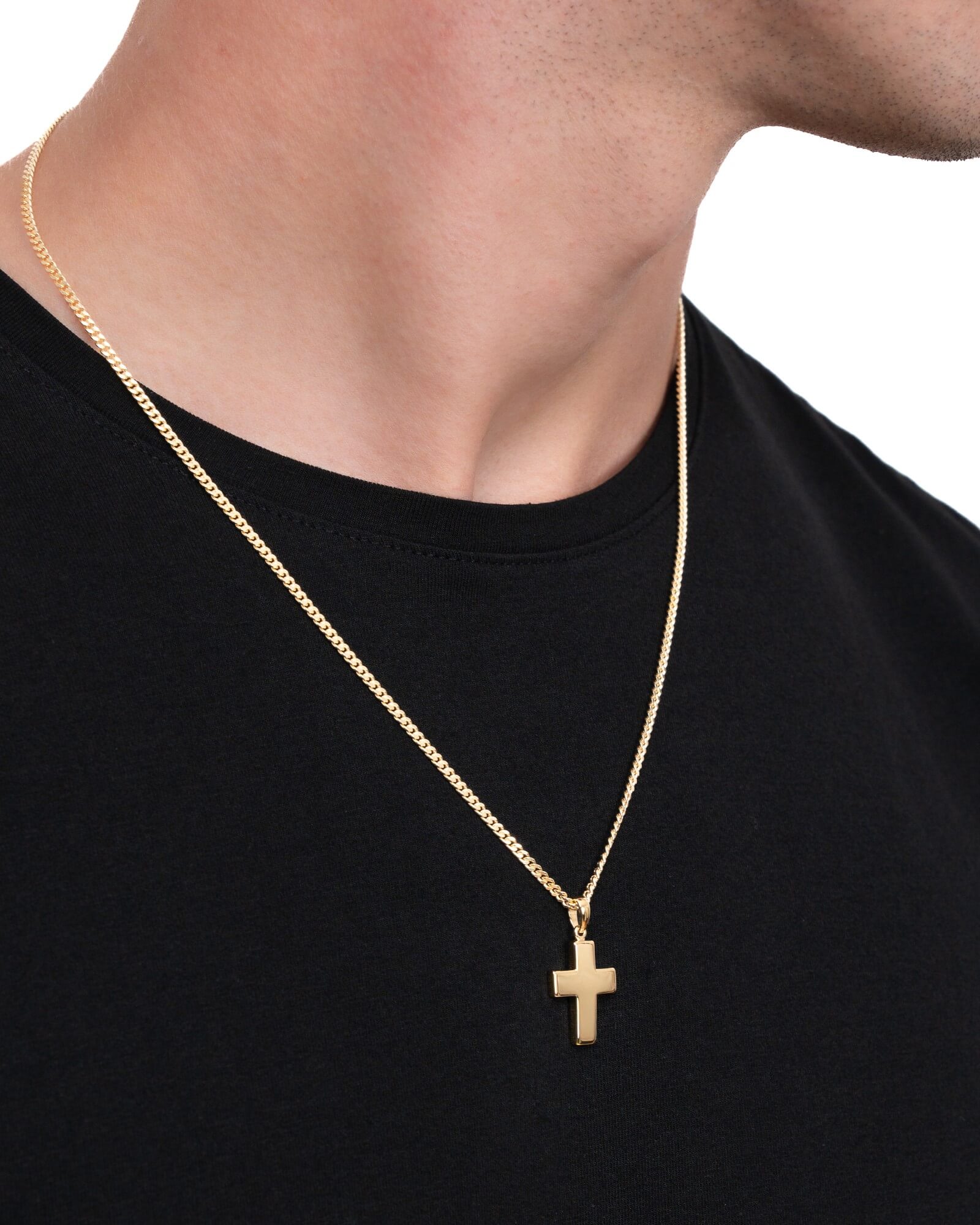 Collier Croix Plaque de gravure Pendentif Poli
