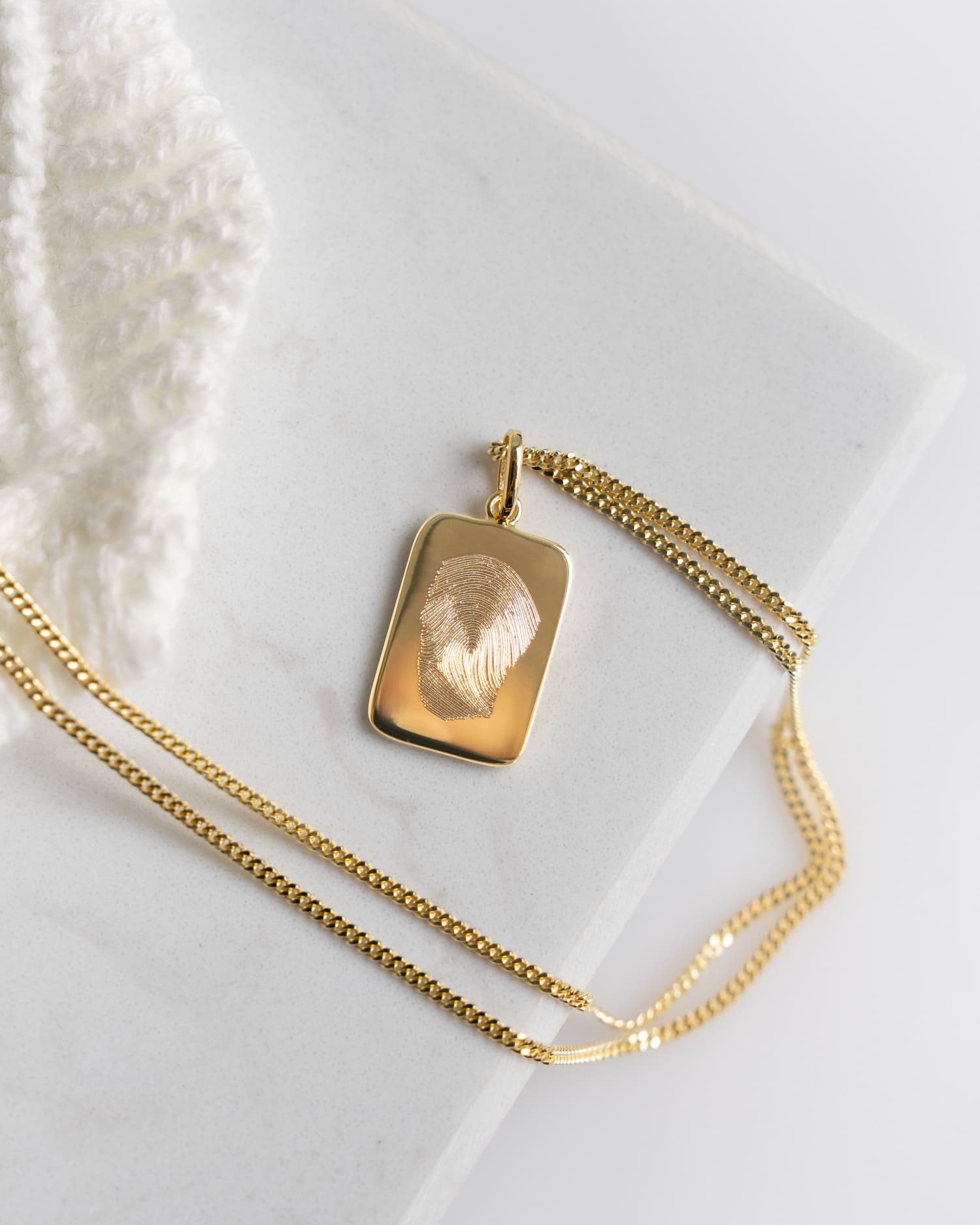 Empreinte digitale Plaques gravées Collier Pendentif Carré