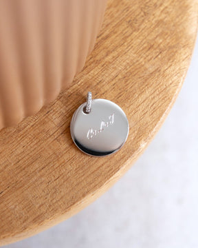 Plaques gravées Collier Pendentif Zirconium Rond