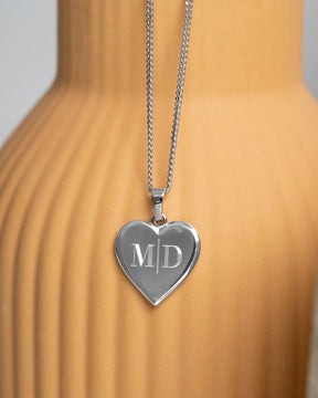 Collier coeur plaque gravure pendentif 15mm