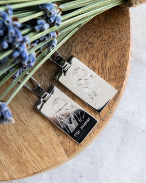 Image/Graphisme Upload Plaques à graver Collier Pendentif Rectangle