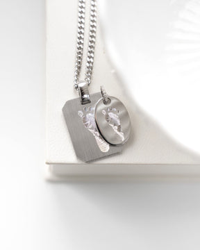 Empreinte de la main Plaques à graver Collier Pendentif Zirconia Ovale