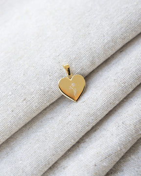 Collier coeur plaque gravure pendentif 15mm