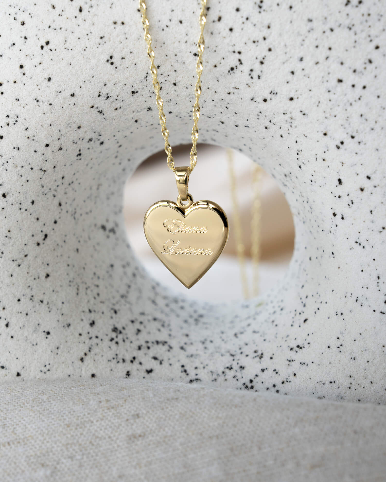 Collier coeur plaque gravure pendentif 12mm