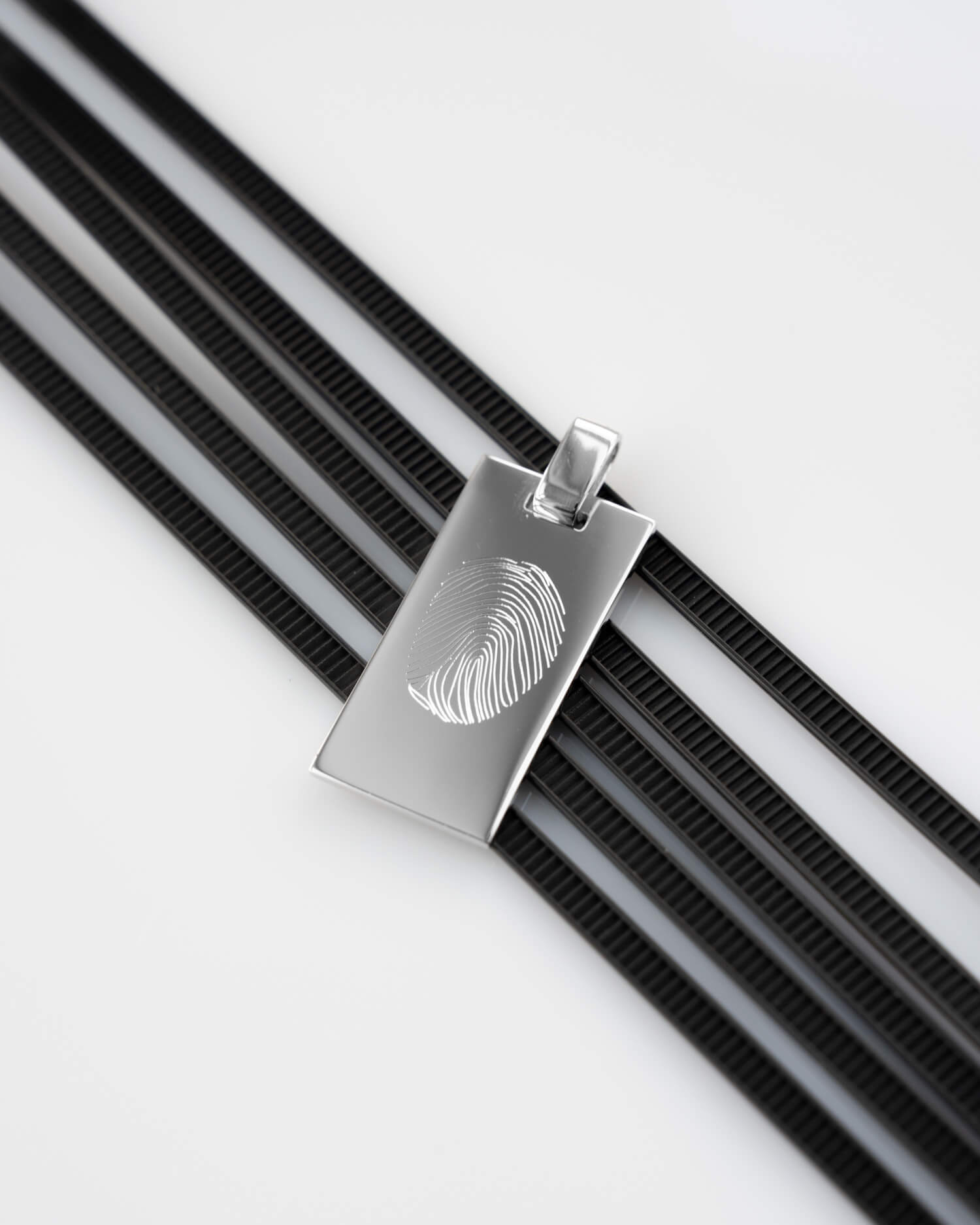 Empreintes digitales Plaques à graver Collier Pendentif Rectangle