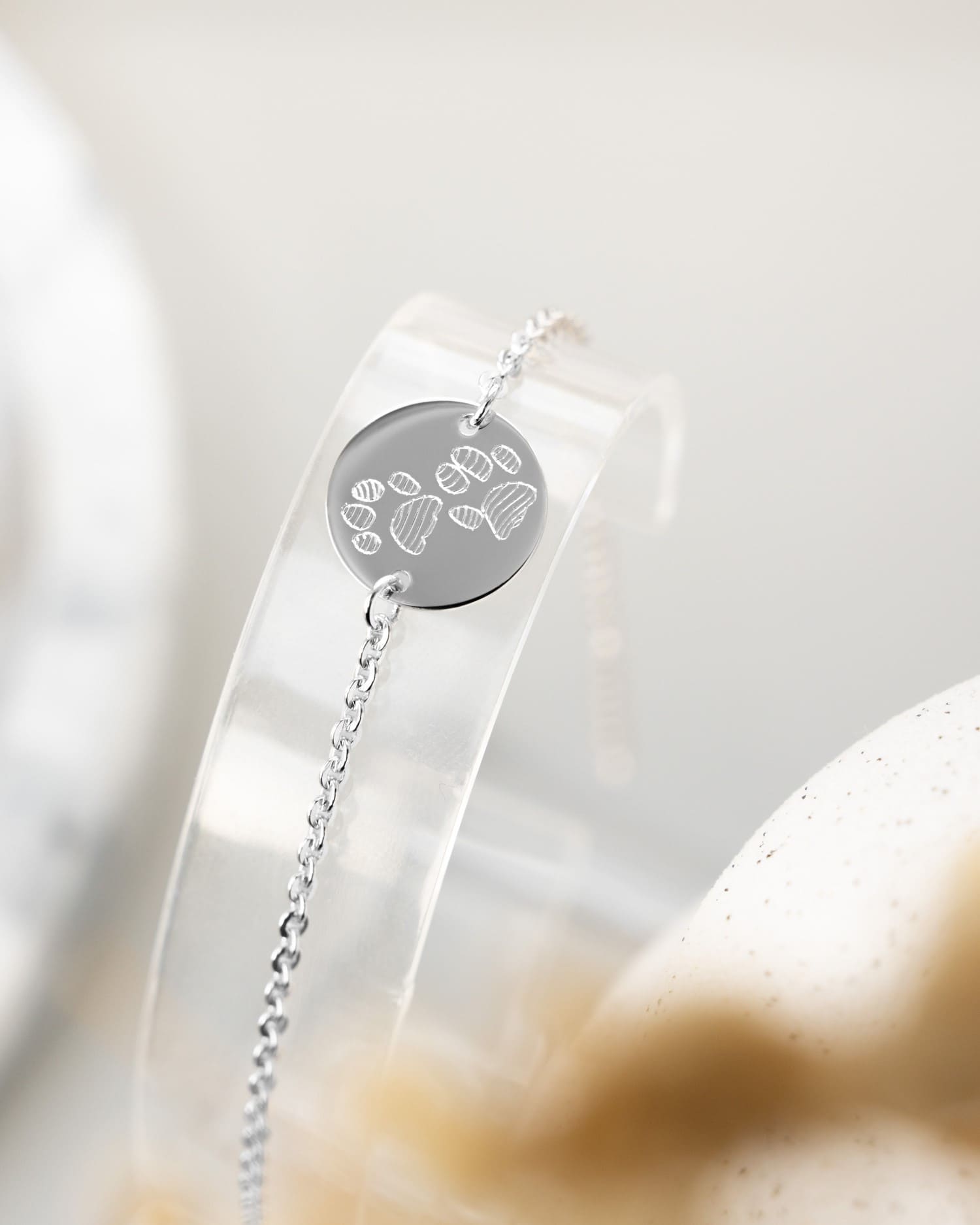 Empreinte de patte Bracelet de gravure Plaque de gravure ronde