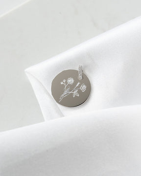 Plaques gravées Collier Pendentif Zirconium Rond