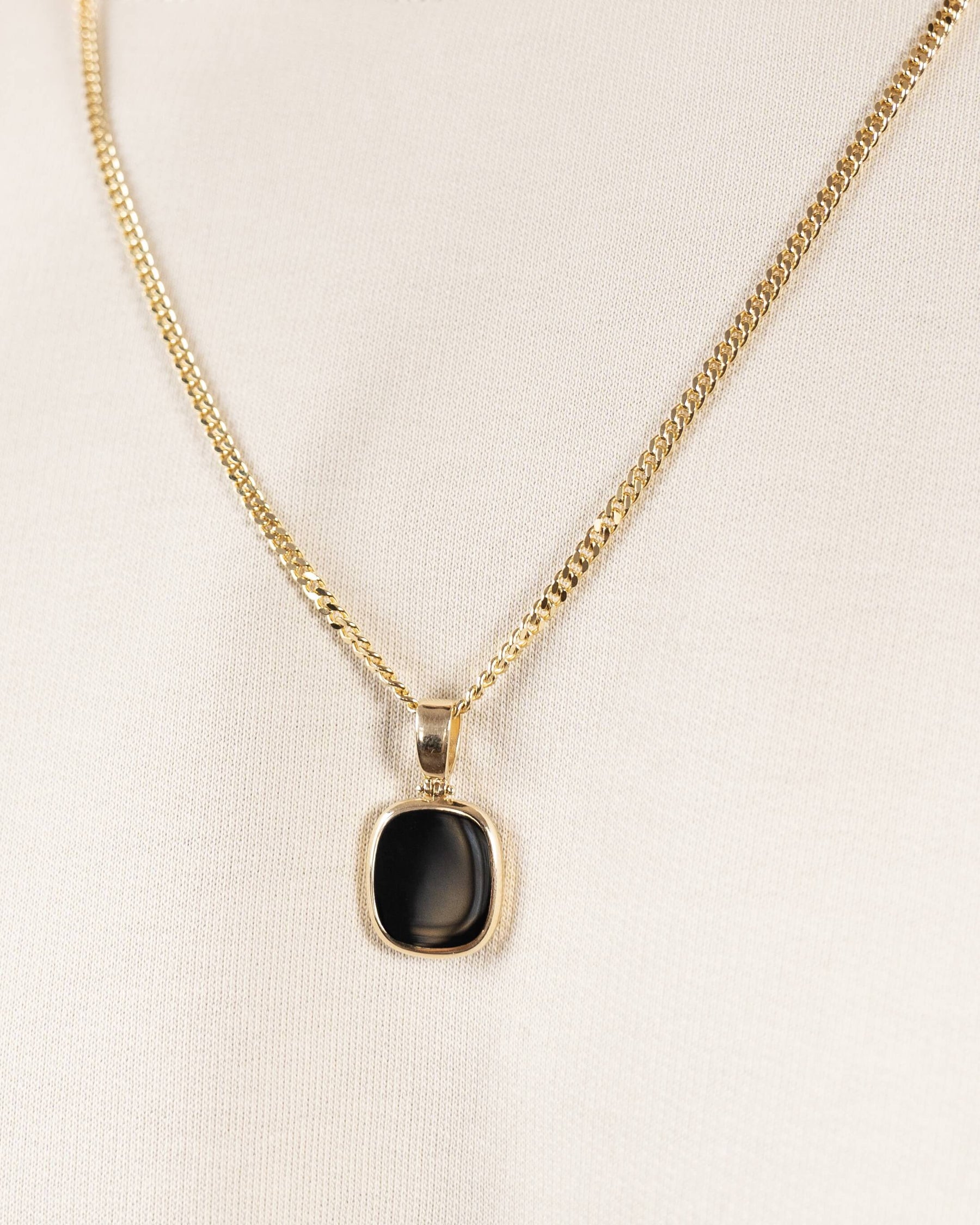 Onyx Square Plaque à graver Collier