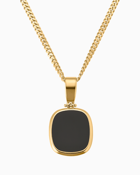 Onyx Square Plaque à graver Collier
