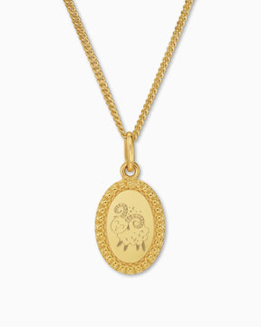 Signe du zodiaque Plaques gravées Collier Pendentif Ovale