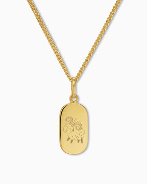 Signe du zodiaque Plaques gravées Collier Pendentif Ovale
