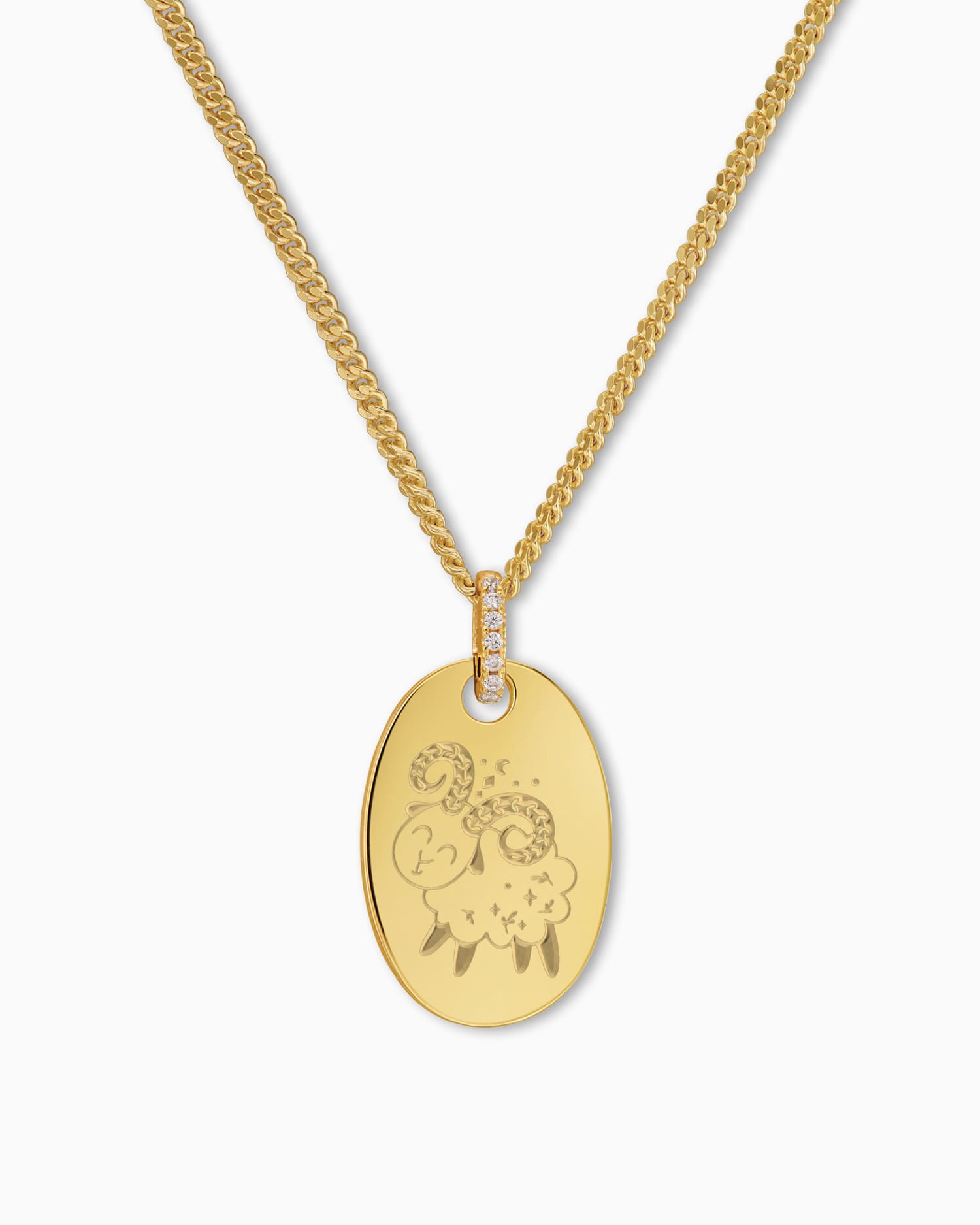 Signe du zodiaque Plaques gravées Collier Pendentif Zirconia Ovale