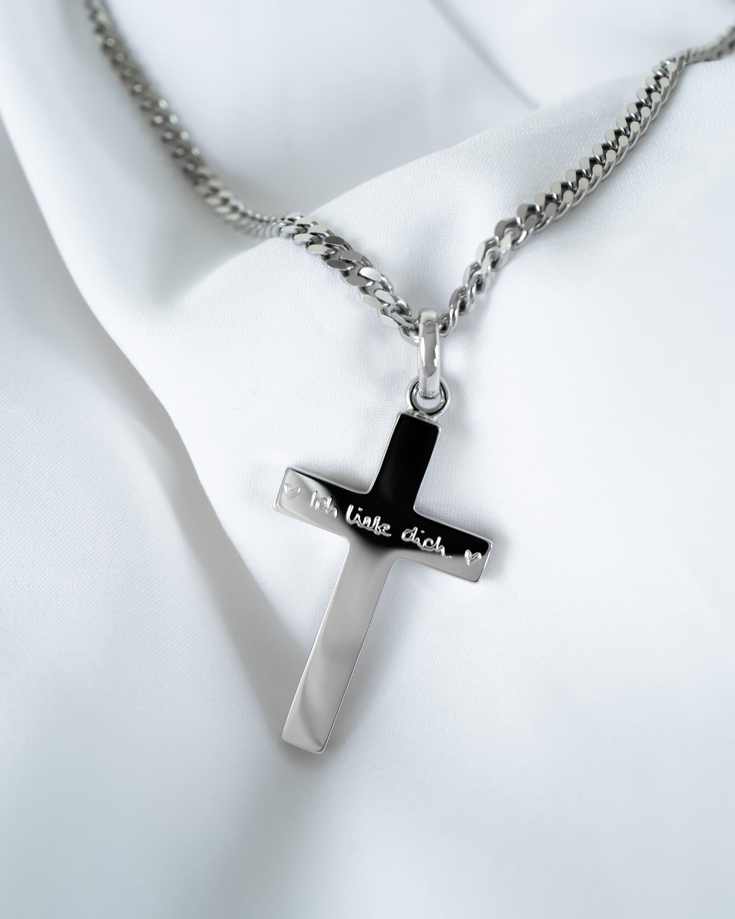 Collier Croix Plaque de gravure Pendentif Poli