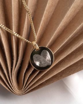 Empreinte digitale Plaques gravées Collier Pendentif Rond Poli