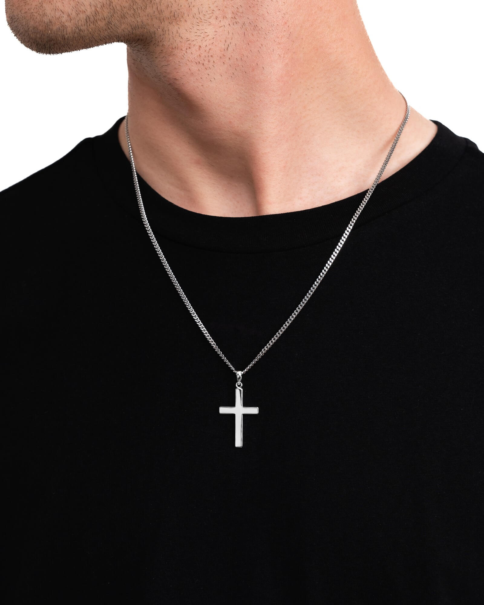 Kruis ketting graveerplaat hanger gepolijst