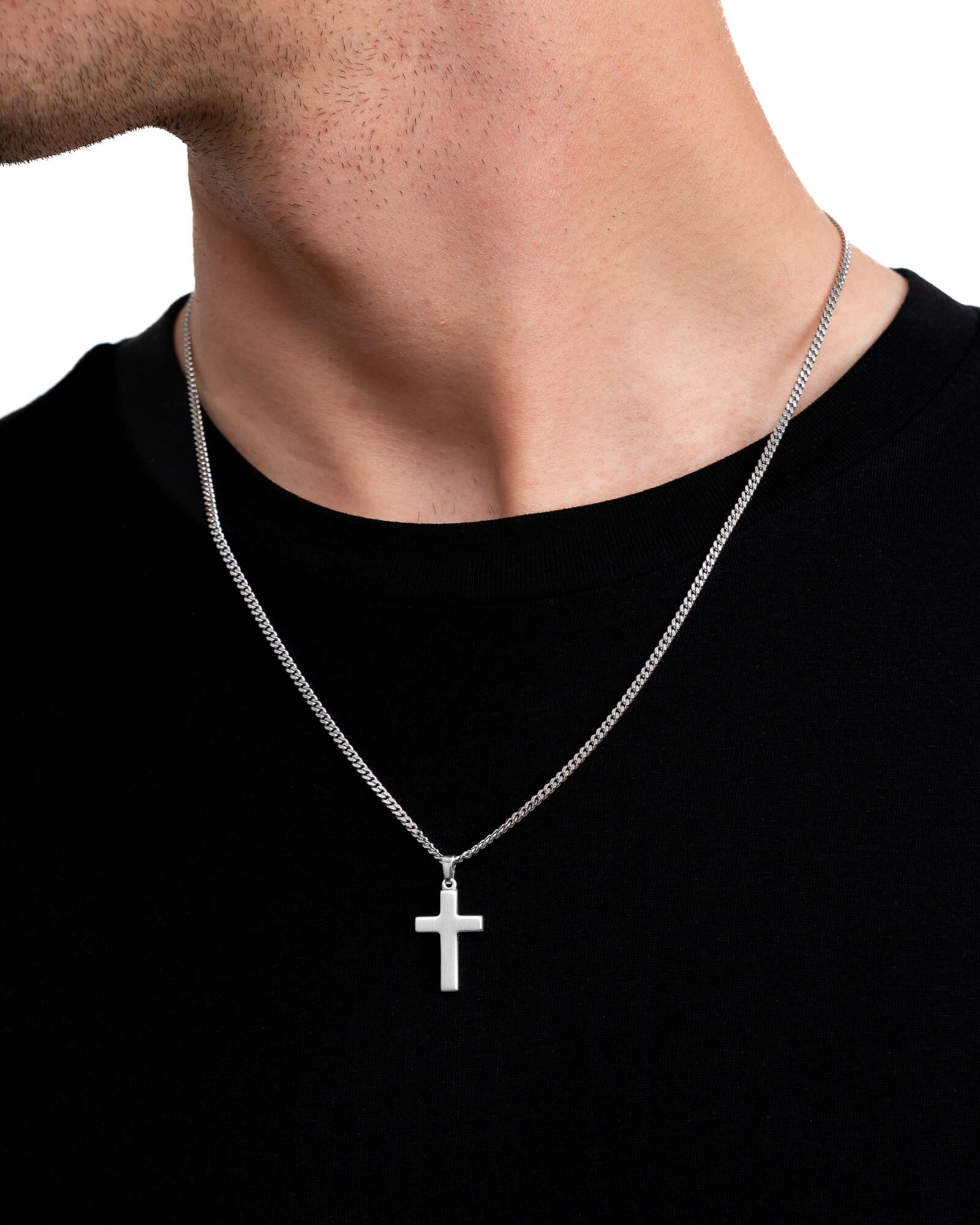Kruis ketting graveerplaatje hanger mat