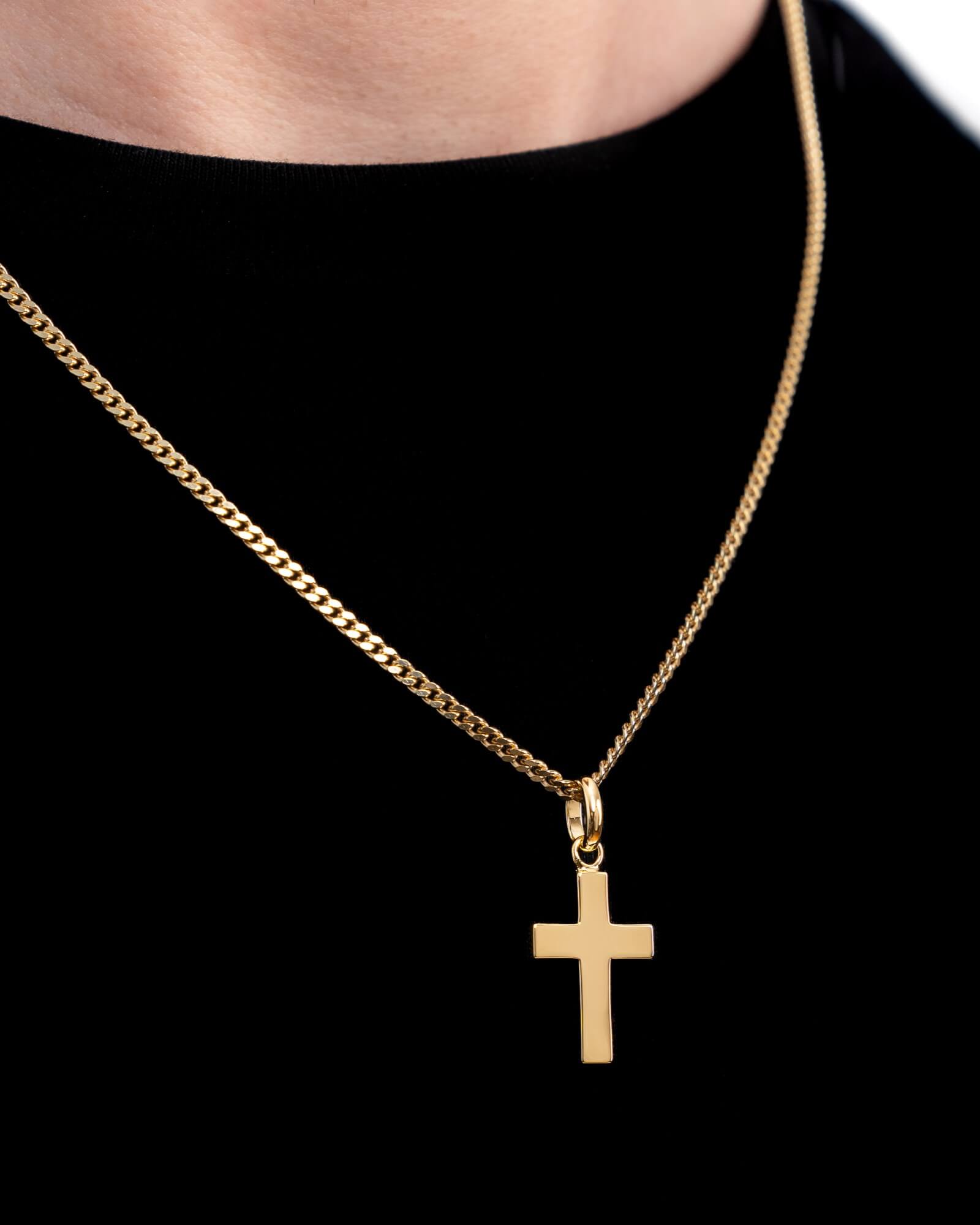 Kruis ketting graveerplaat hanger gepolijst