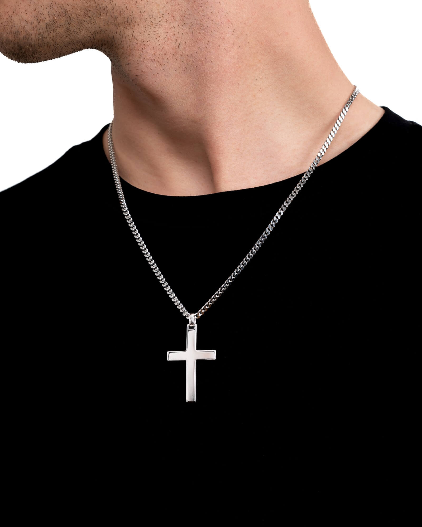 Kruis ketting graveerplaat hanger gepolijst