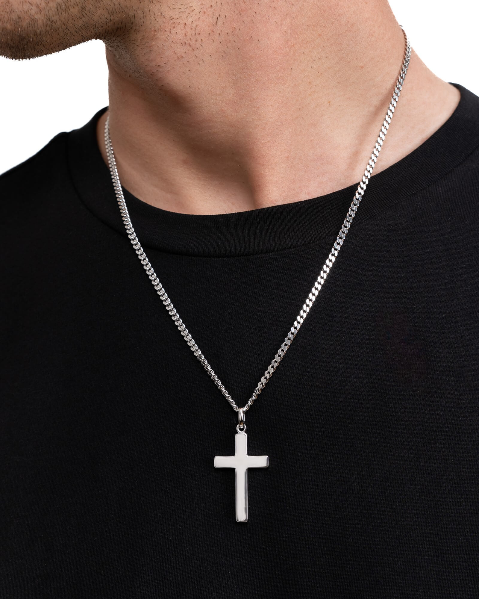 Kruis ketting graveerplaat hanger gepolijst