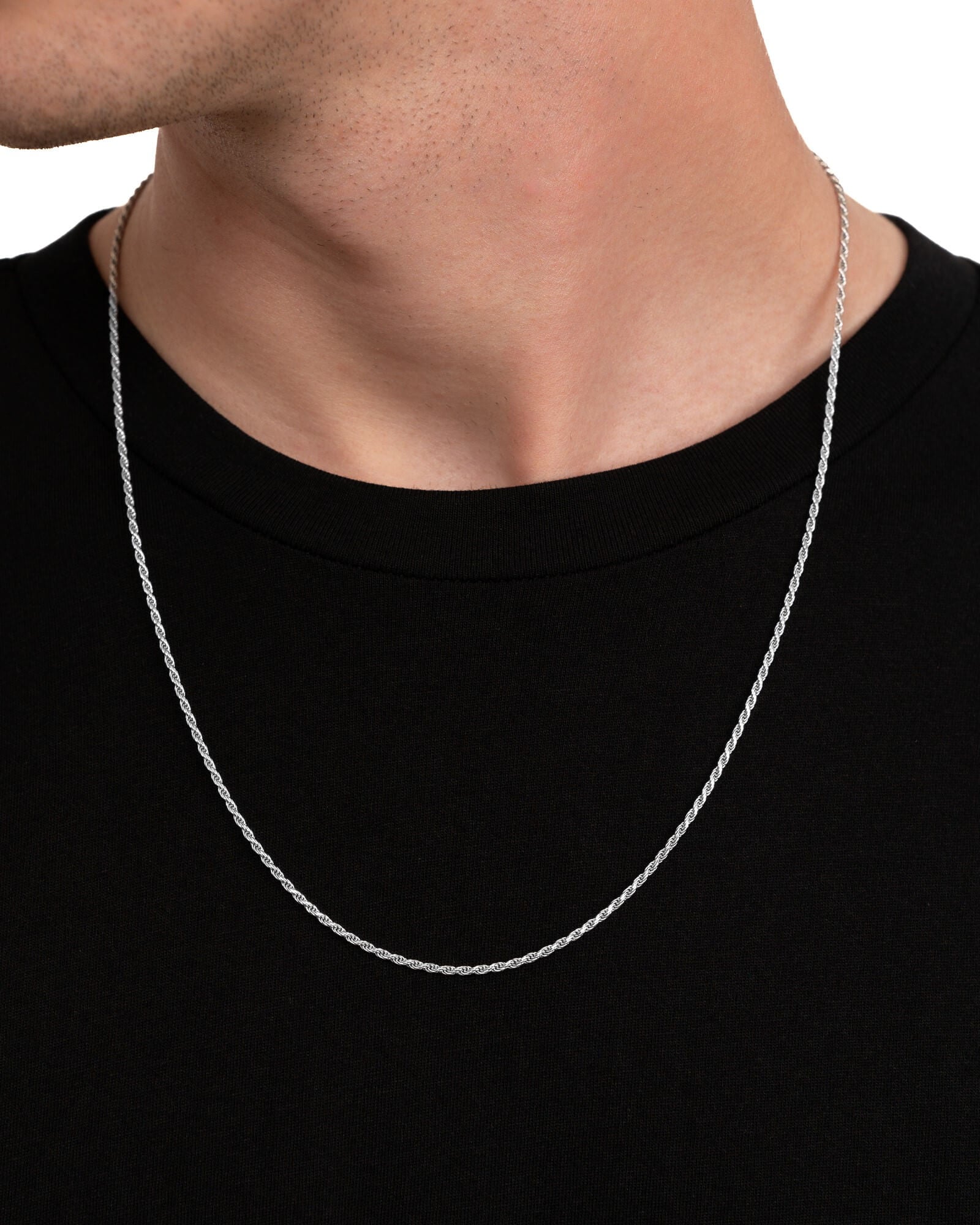 Koord halsketting 925 zilver gerhodineerd 2.00mm