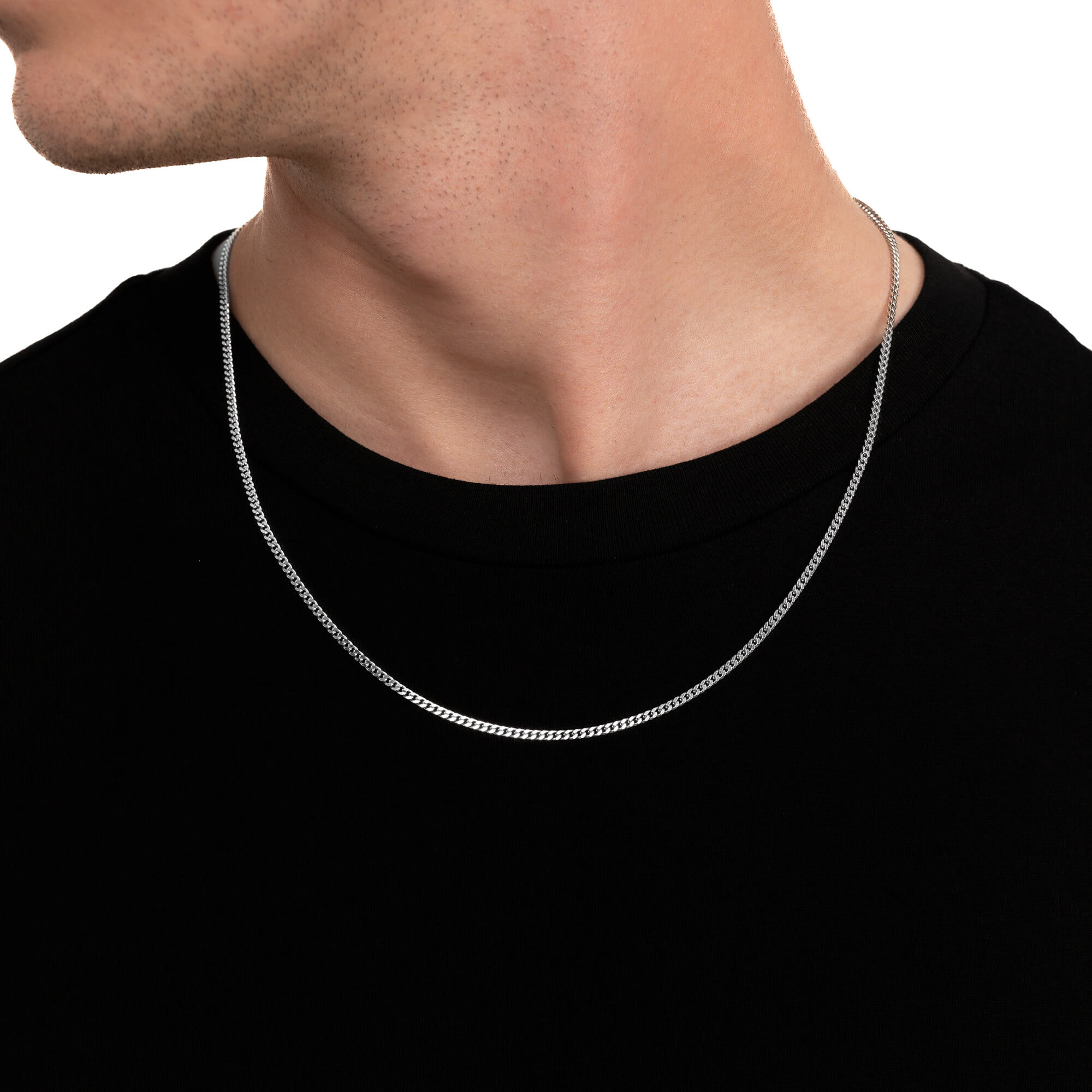 Gepantserde ketting 925 zilver gerhodineerd 2.40mm