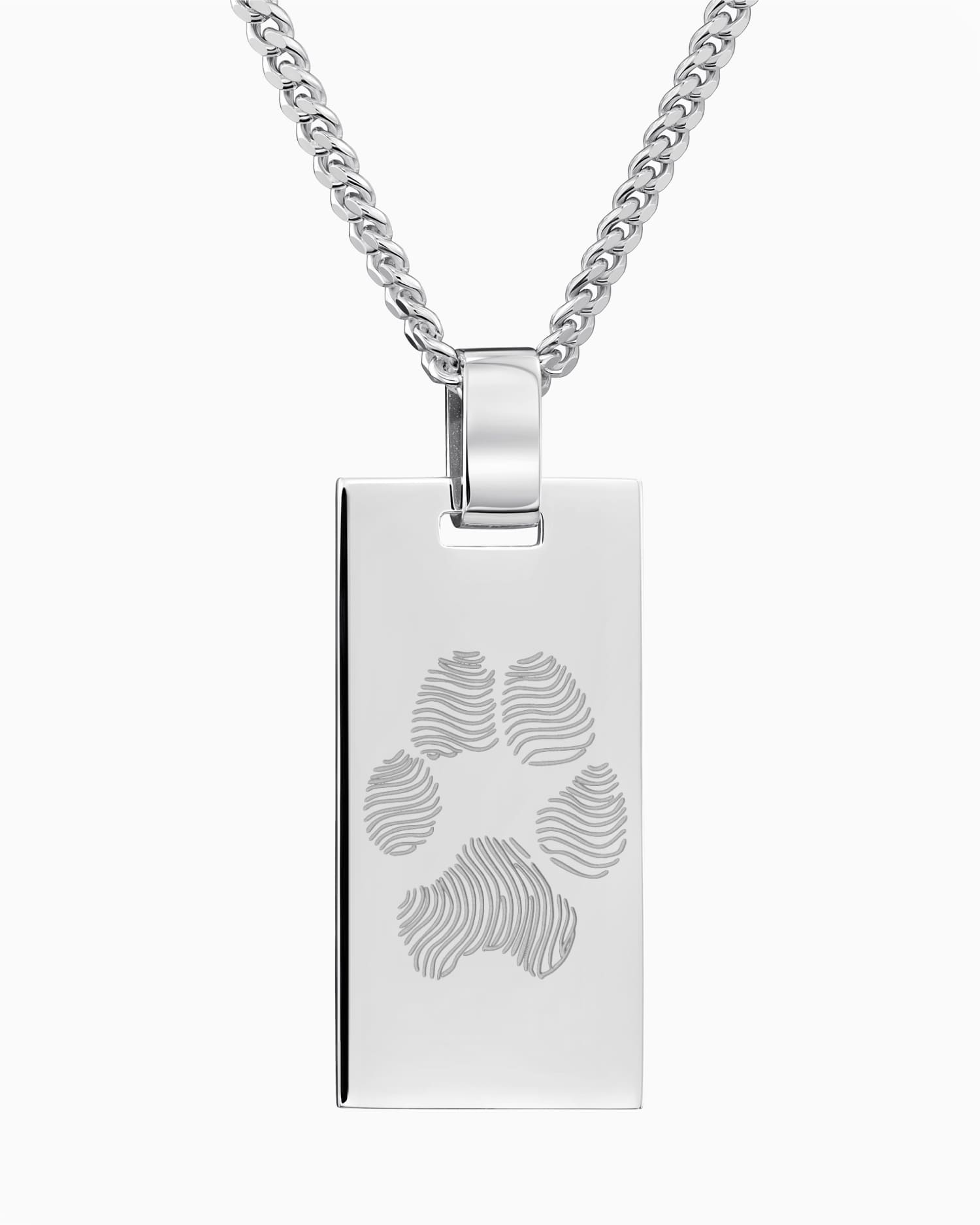 Paw print graveerplaten halsketting hanger rechthoek