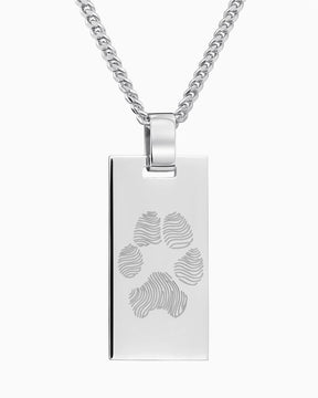 Paw print graveerplaten halsketting hanger rechthoek