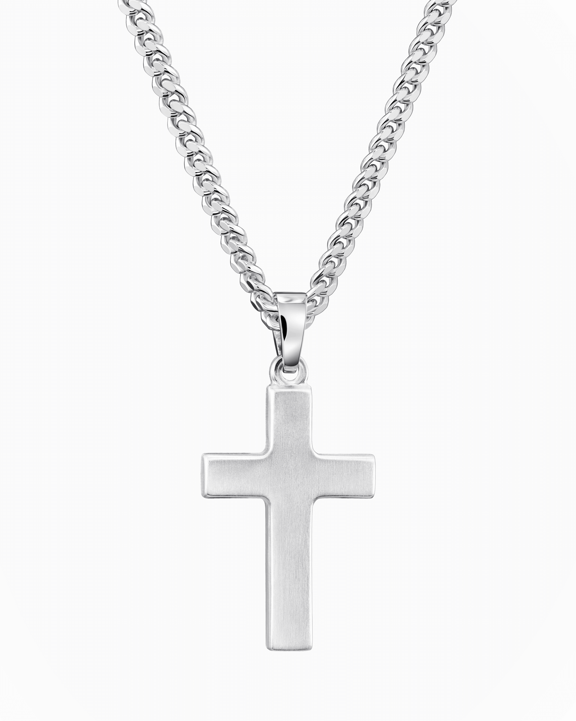 Kruis ketting graveerplaatje hanger mat