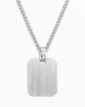 Graveerplaatjes halsketting hanger achthoek