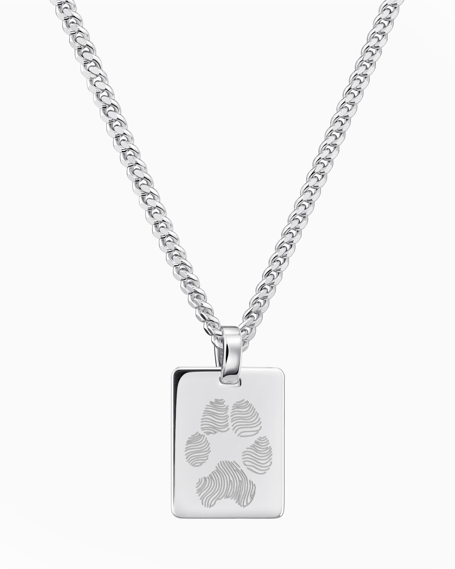 Paw print graveerplaat halsketting hanger rechthoek