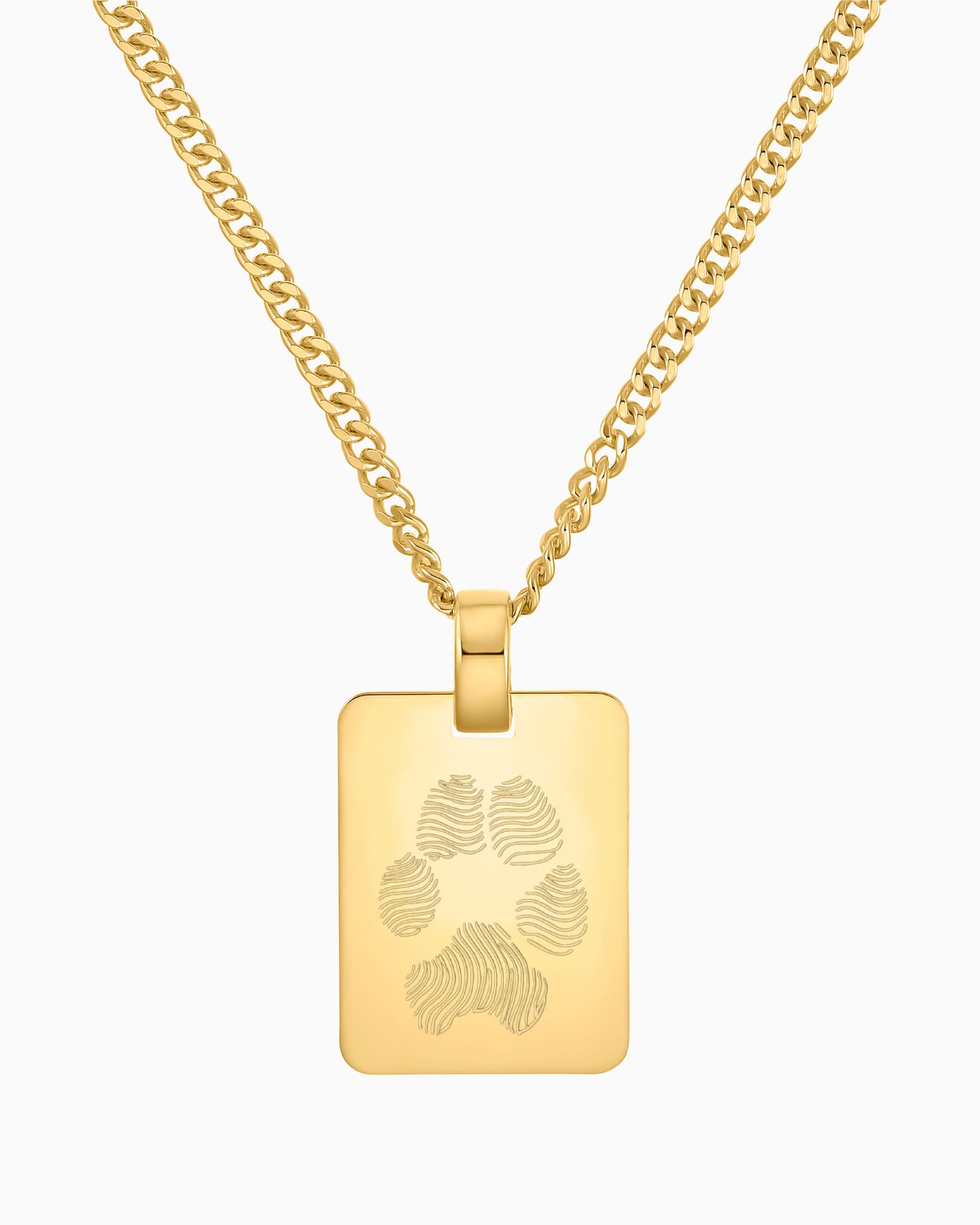 Paw print graveerplaten halsketting hanger rechthoek