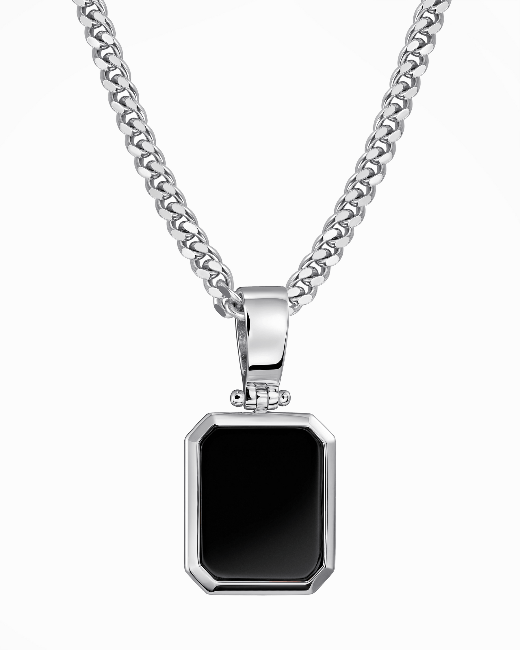 Onyx achthoek graveerplaat halsketting