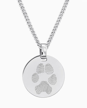 Paw print graveerplaten halsketting hanger rond gepolijst