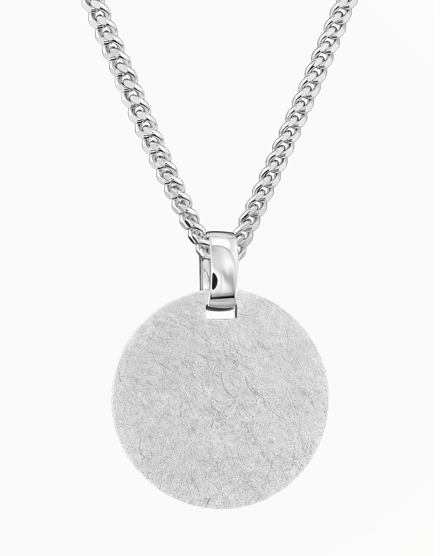 Graveerplaatjes halsketting hanger rond ijs mat