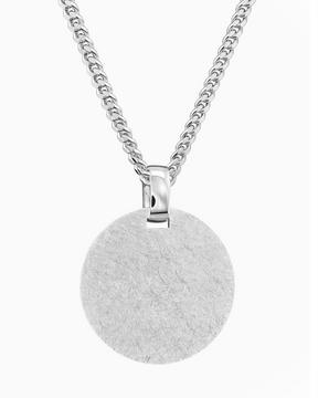 Graveerplaatjes halsketting hanger rond ijs mat