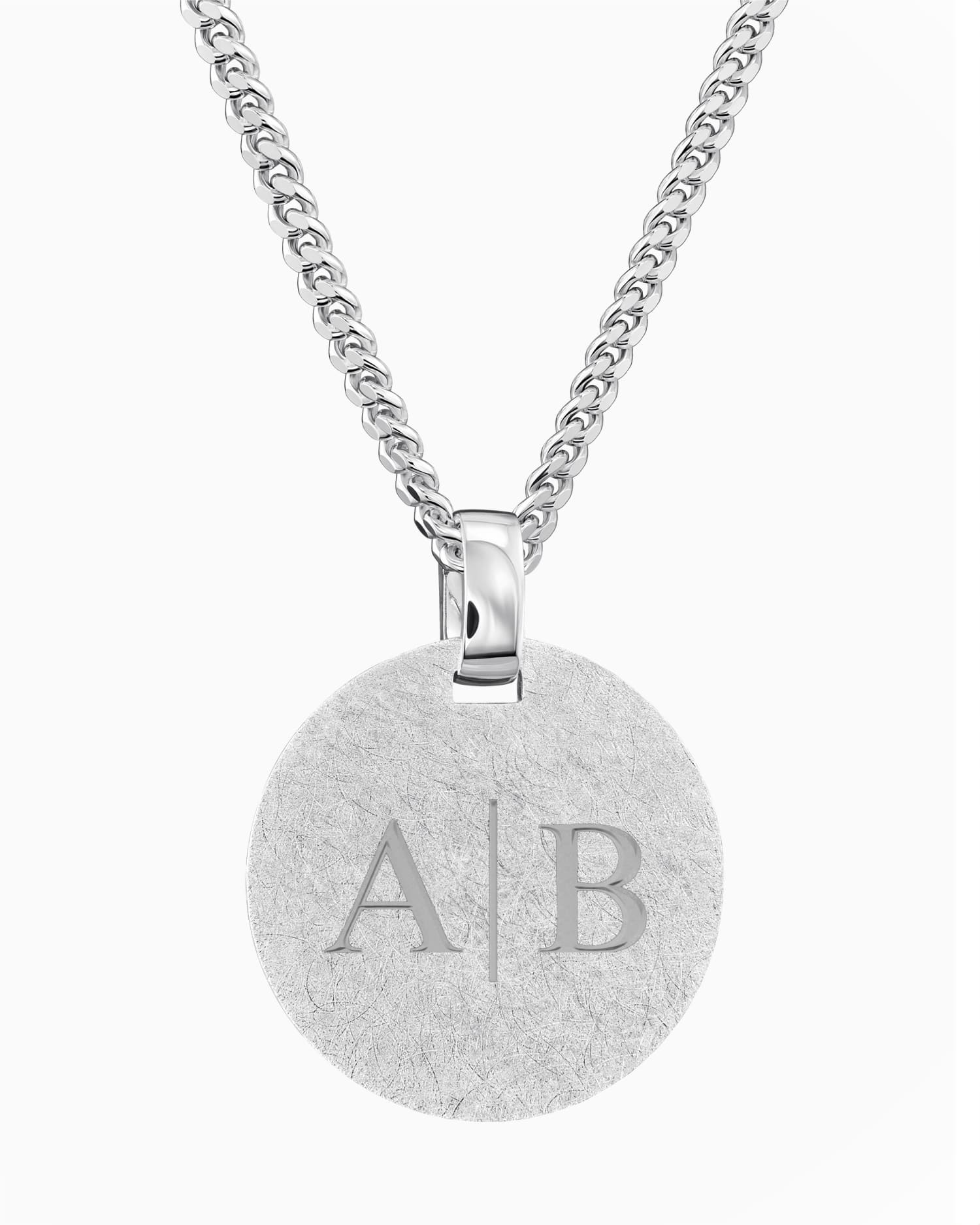 Initialen graveerplaatjes halsketting hanger rond ijs mat