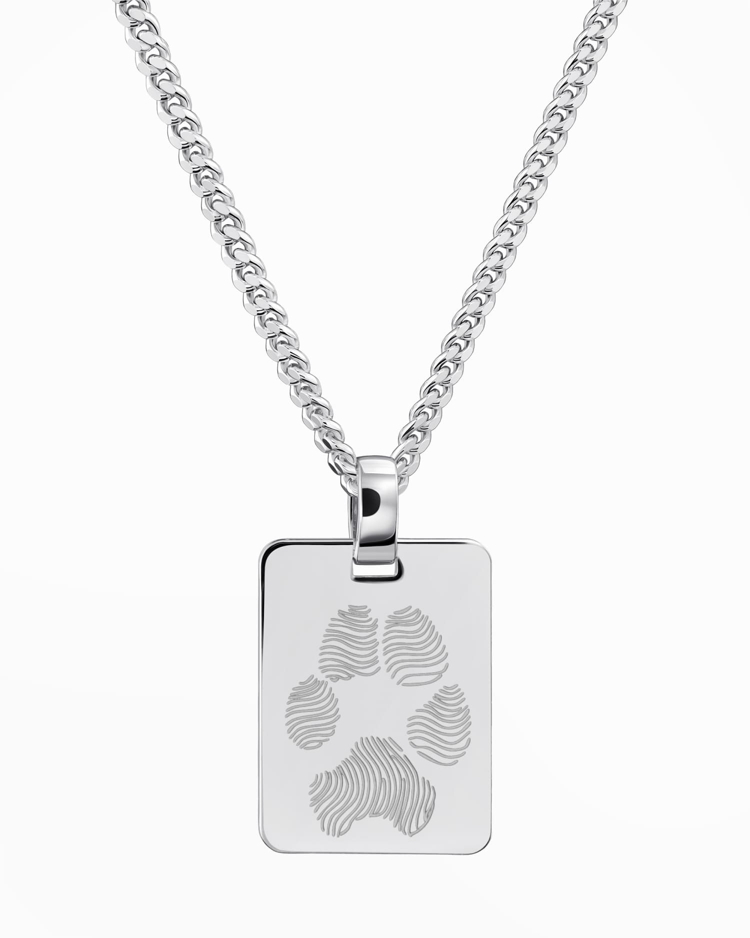 Paw print graveerplaten halsketting hanger rechthoek